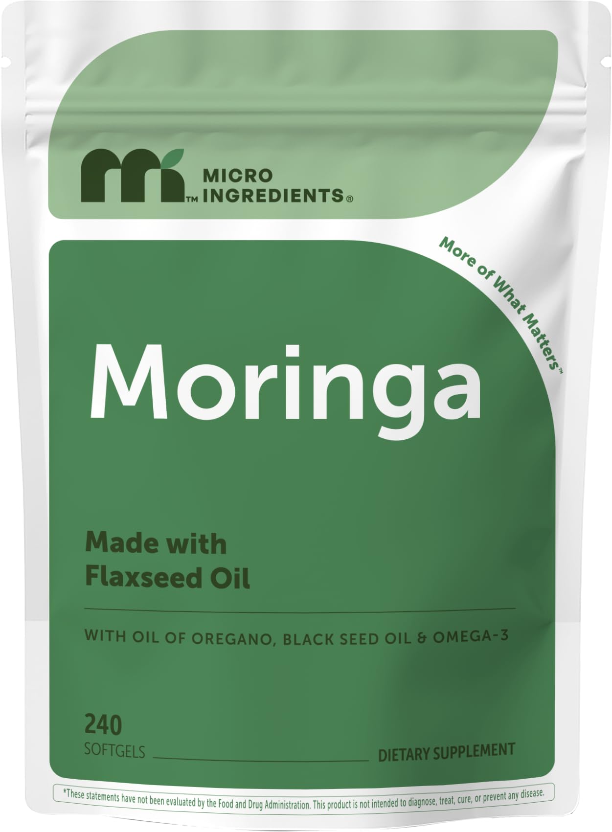 Micro Ingredients frasco frontal con softgels mostrando dosis y suministro