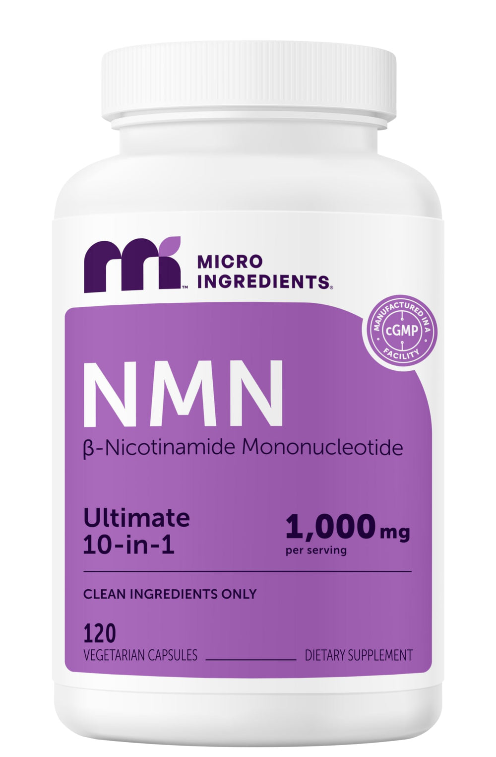 Micro Ingredients frasco frontal mostrando etiqueta y cantidad