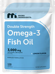 Micro Ingredients frontal del envase mostrando 120 softgels y beneficio de concentración