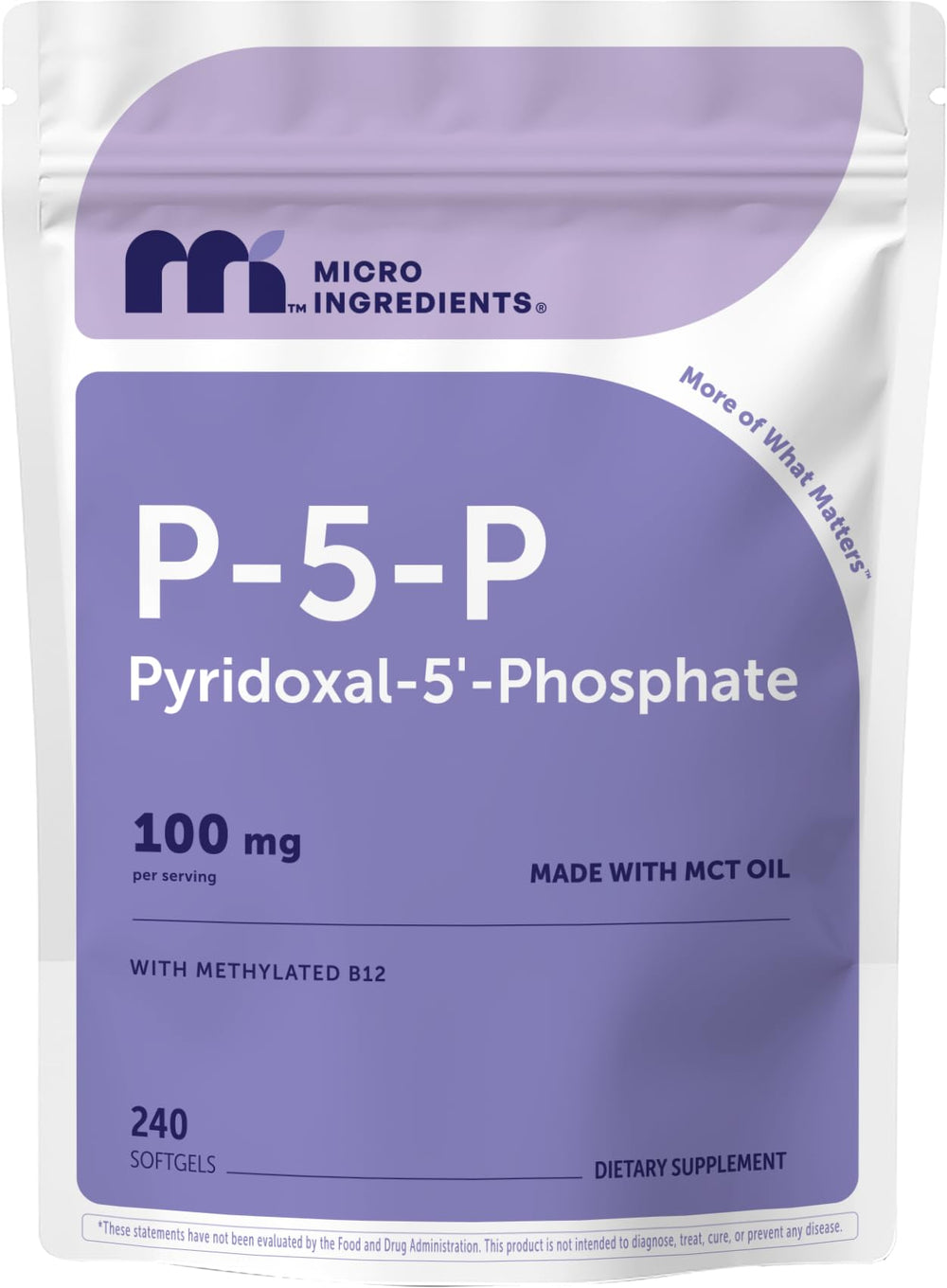 Micro Ingredients frasco frontal mostrando 240 softgels y beneficios claros