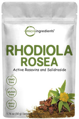 Micro Ingredients envase frontal de Rhodiola Rosea mostrando pureza del producto