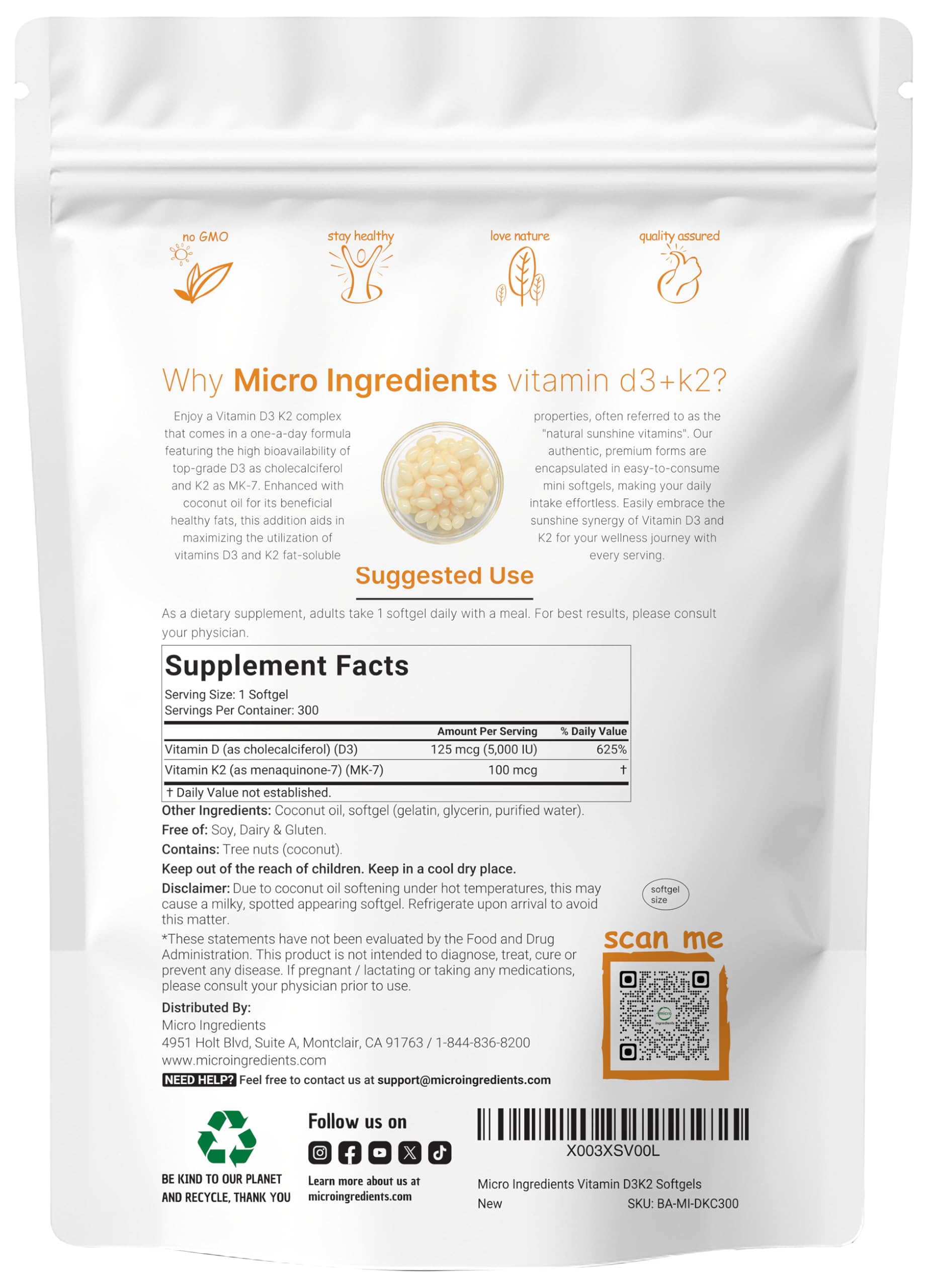 Micro Ingredients detalle de softgel resaltando textura y fácil de tragar