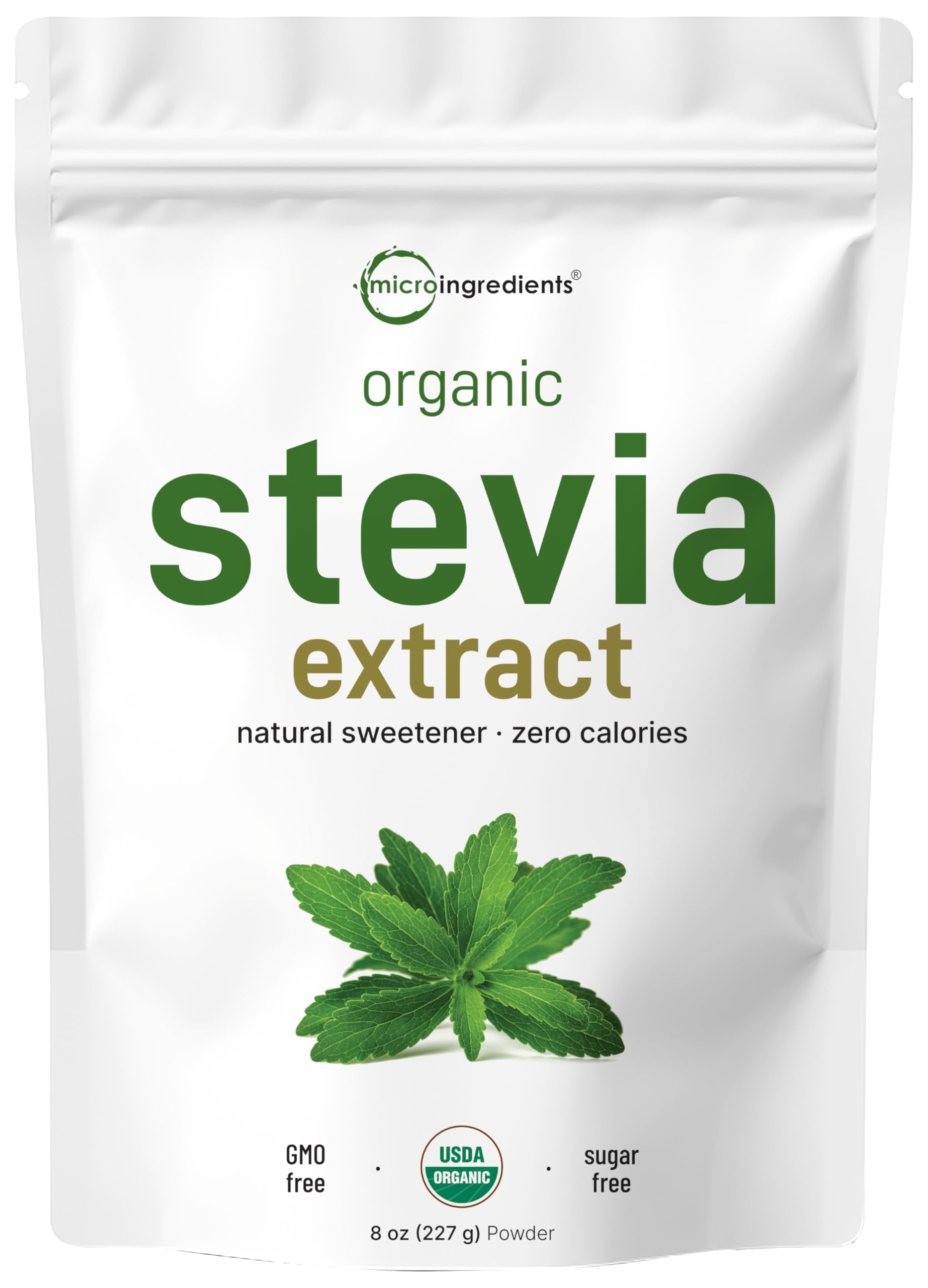 Micro Ingredients frasco frontal mostrando polvo orgánico y envase limpio