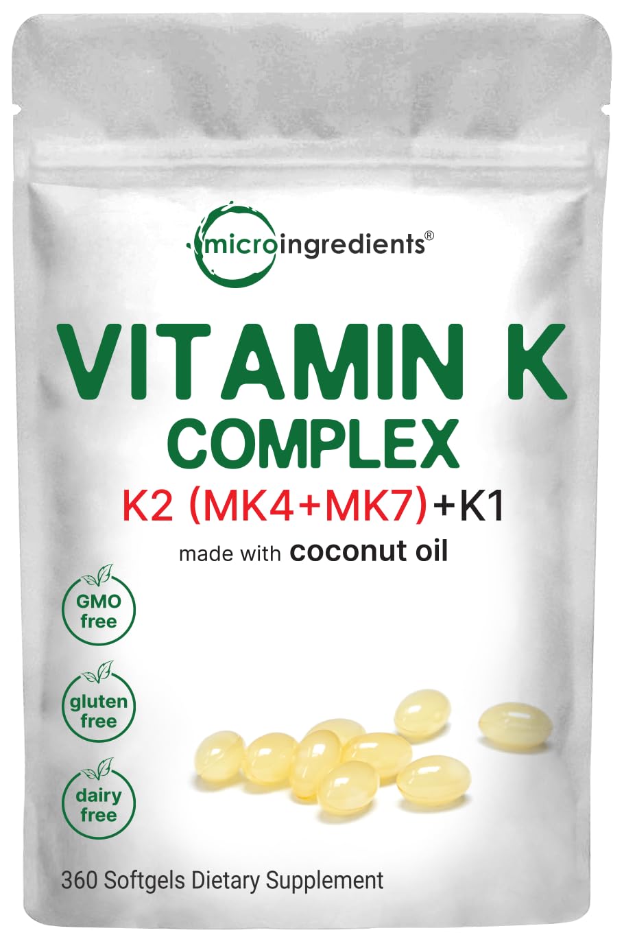 Micro Ingredients frasco frontal mostrando etiqueta y beneficios de absorción