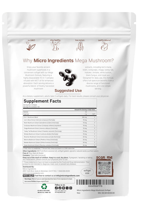 Micro Ingredients detalle de cápsula blanda y textura, beneficio de fácil de tragar