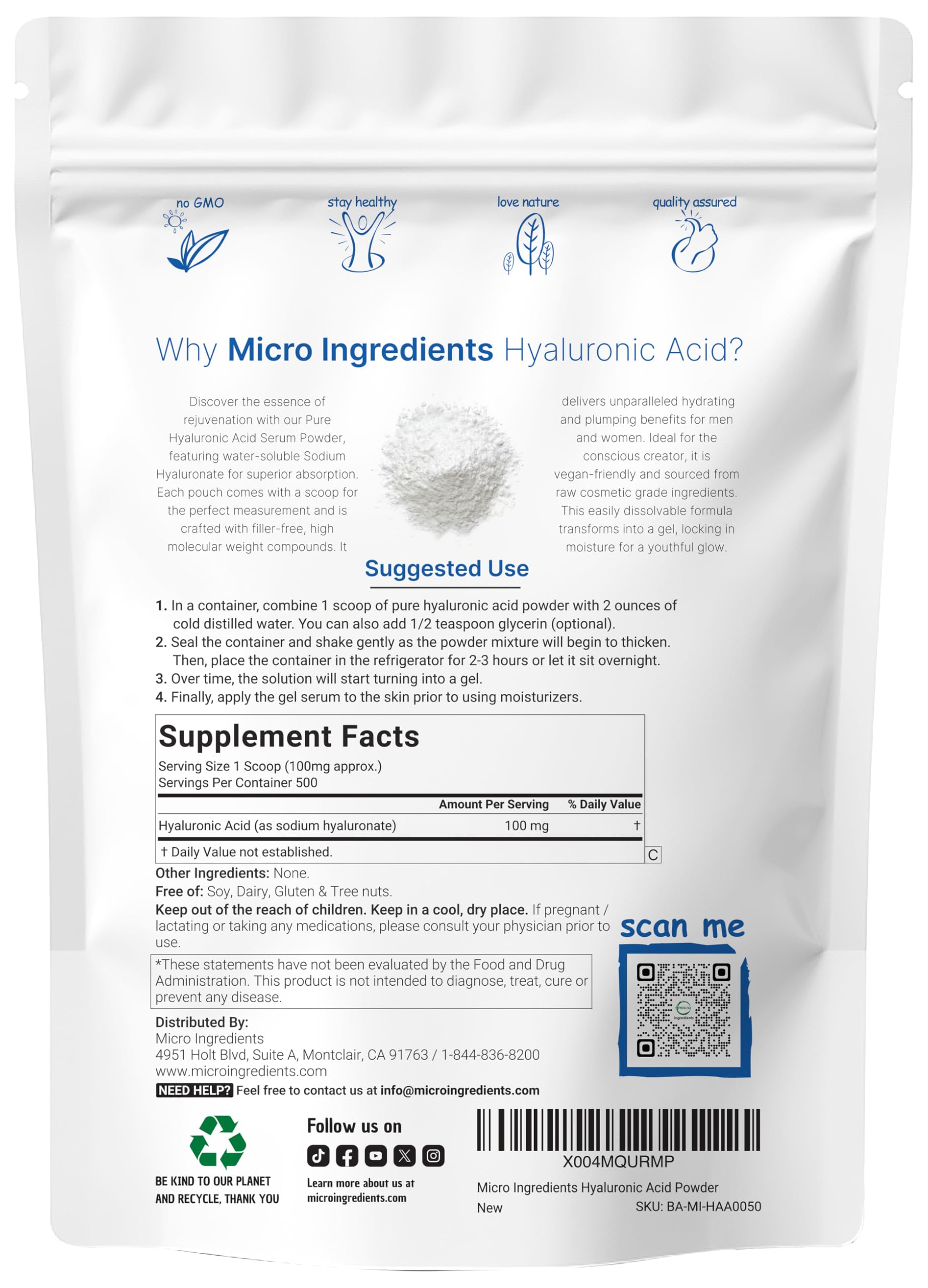 Micro Ingredients detalle del polvo fino para medir y mezclar con facilidad
