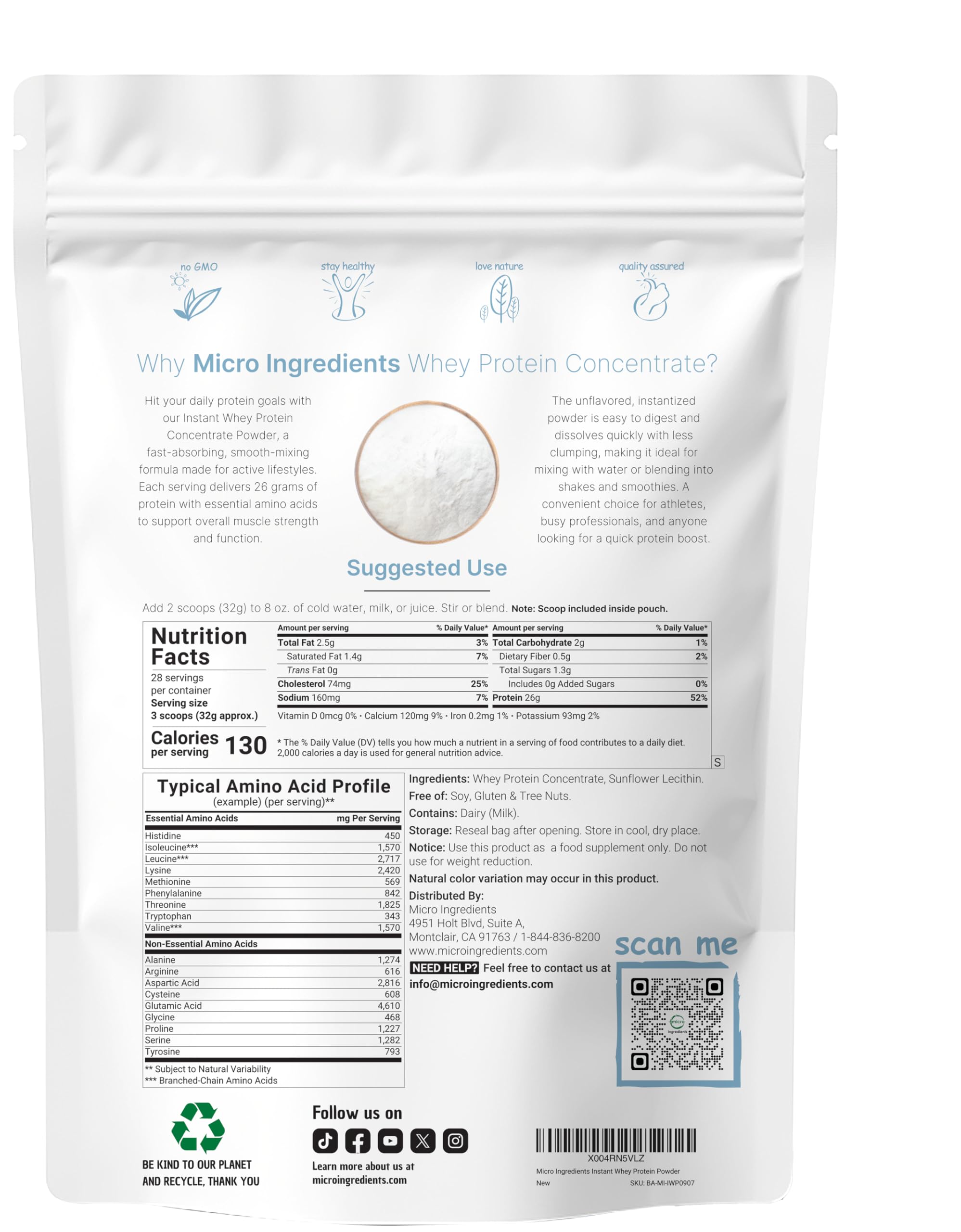 Micro Ingredients textura del polvo cercano para mezcla sin grumos