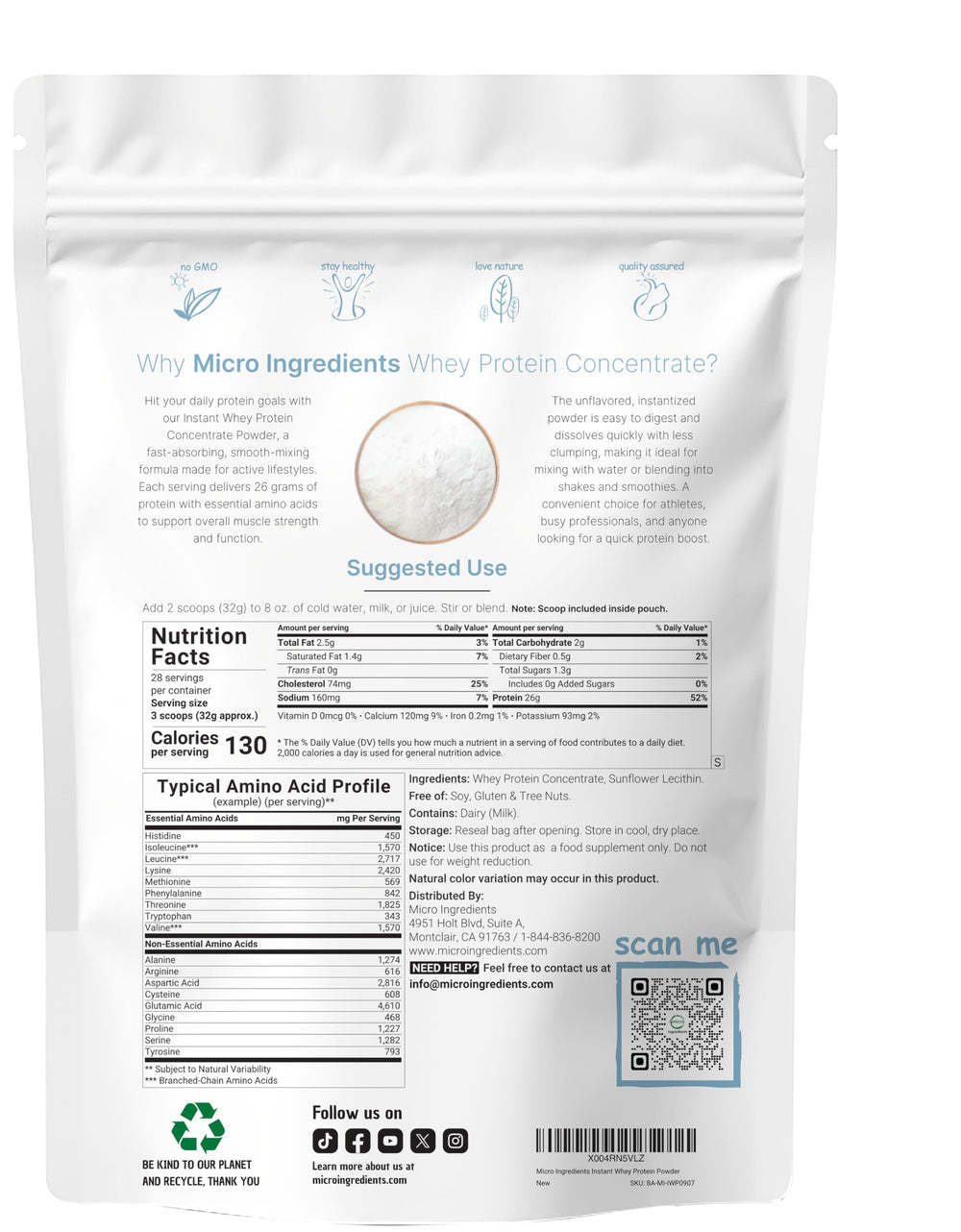 Micro Ingredients textura del polvo cercano para mezcla sin grumos