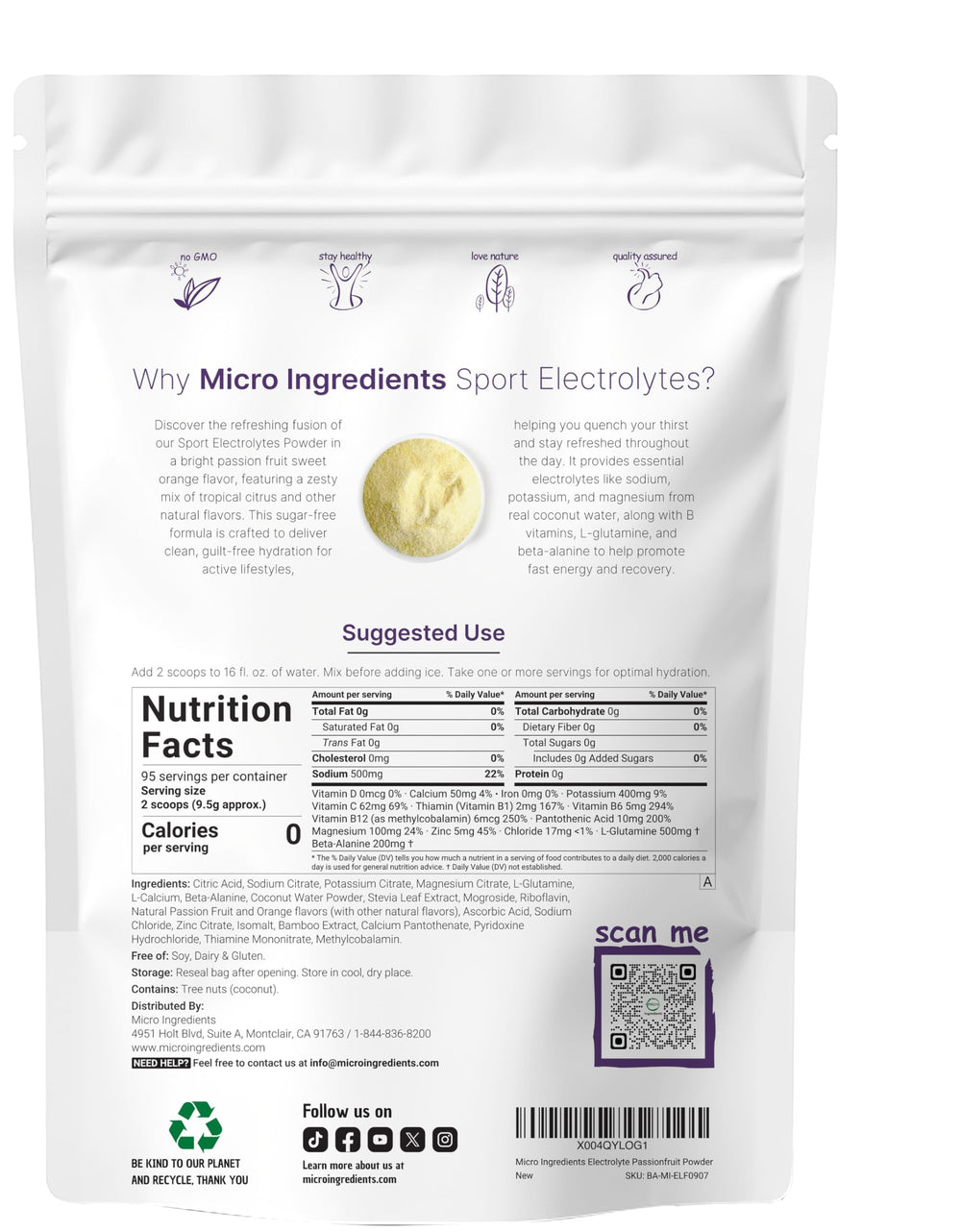 Micro Ingredients textura del polvo en primer plano que evidencia mezcla sin grumos y disolución rápida