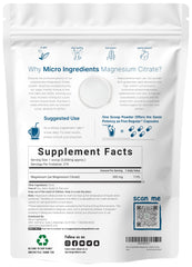 Textura del polvo Micro Ingredients citrato de magnesio destacando solubilidad y fineza
