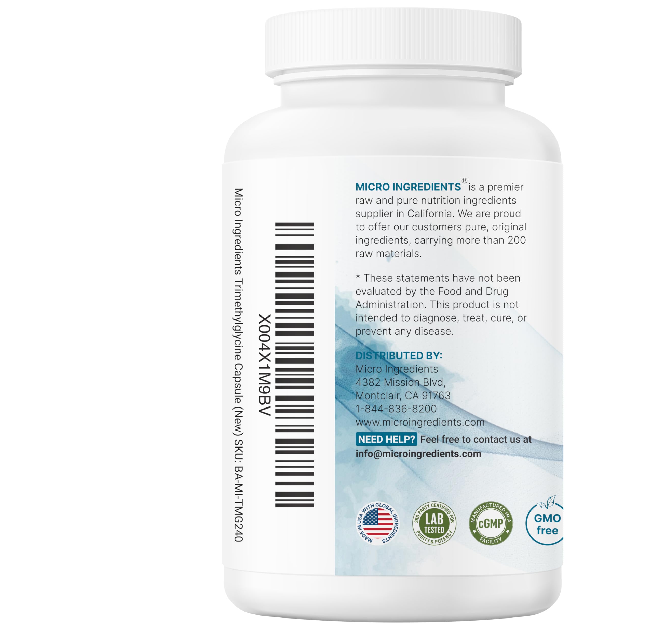 Micro Ingredients documentos de calidad que muestran pruebas de laboratorio y cGMP