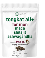Micro Ingredients envase frontal del producto muestra 240 softgels y beneficios
