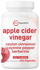 Micro Ingredients frasco frontal del vinagre de manzana, presentación clara y profesional