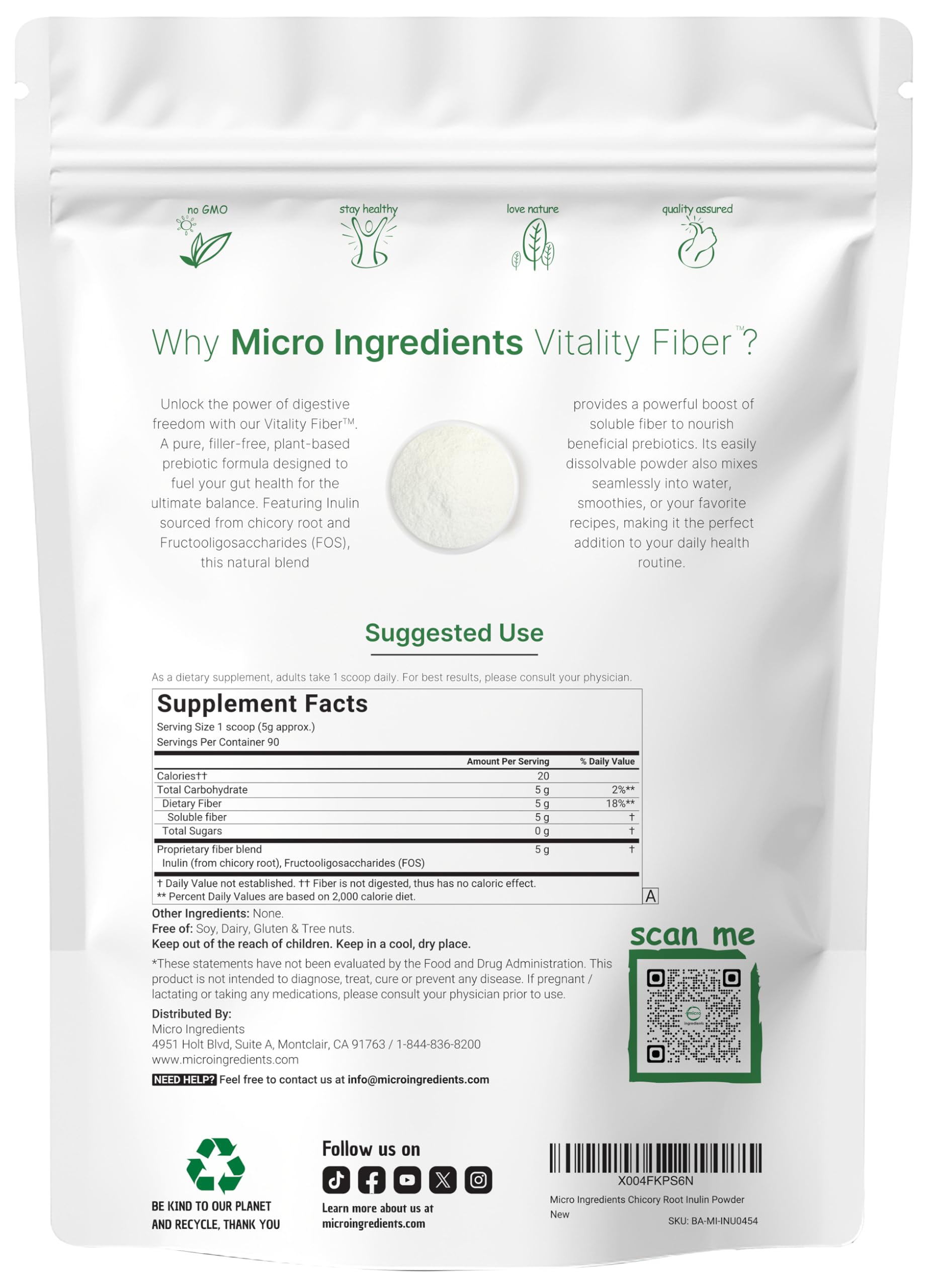 Micro Ingredients primer plano de textura del polvo, fina y fácil mezcla