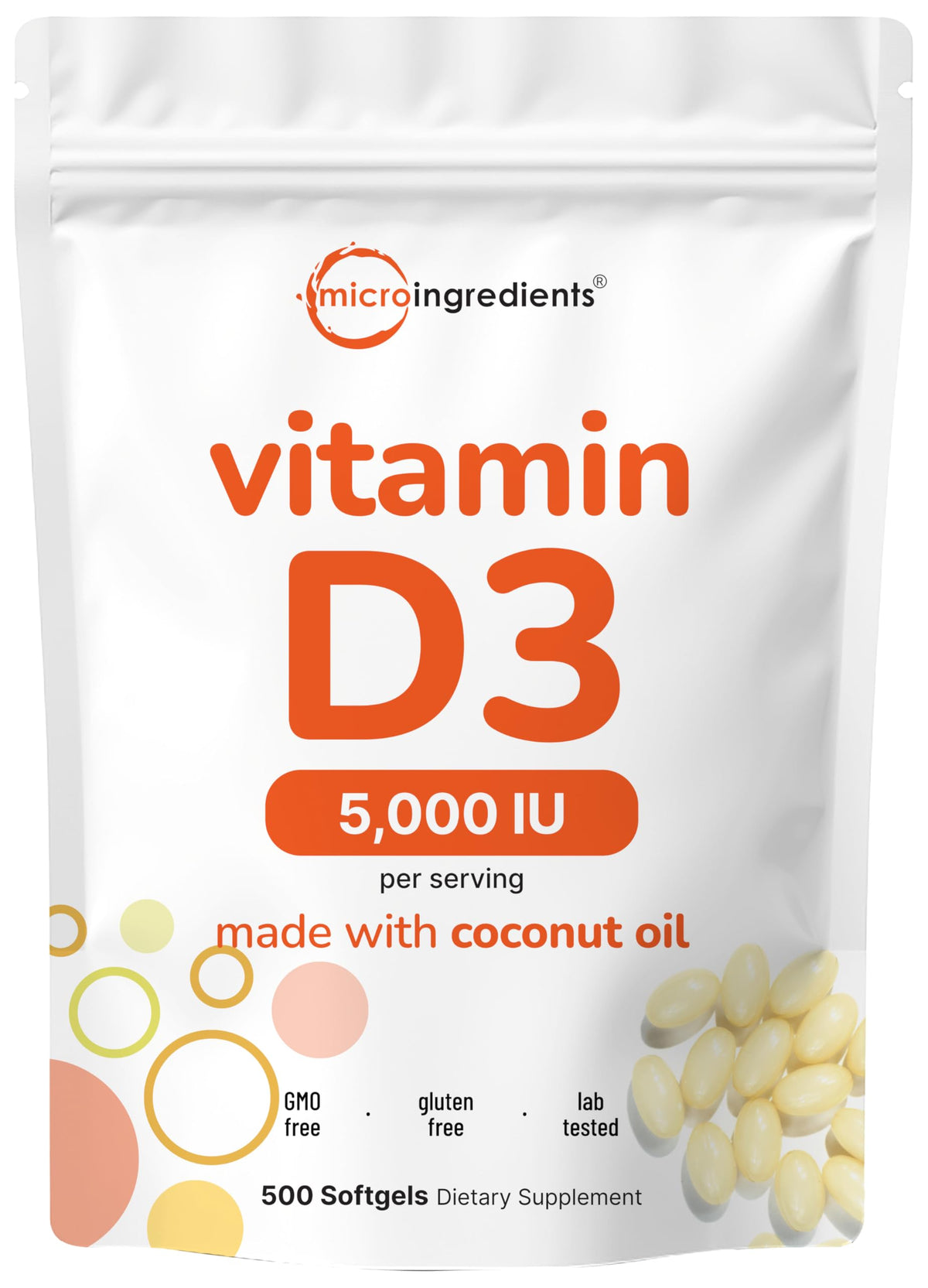 Micro Ingredients frasco front con 500 cápsulas, suministro prolongado