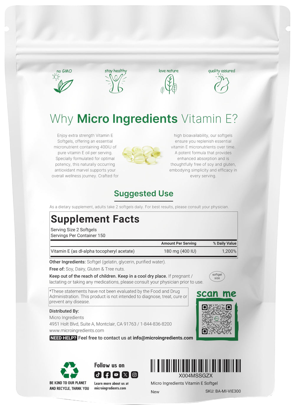 Micro Ingredients detalle de una cápsula blanda que resalta su textura y pureza