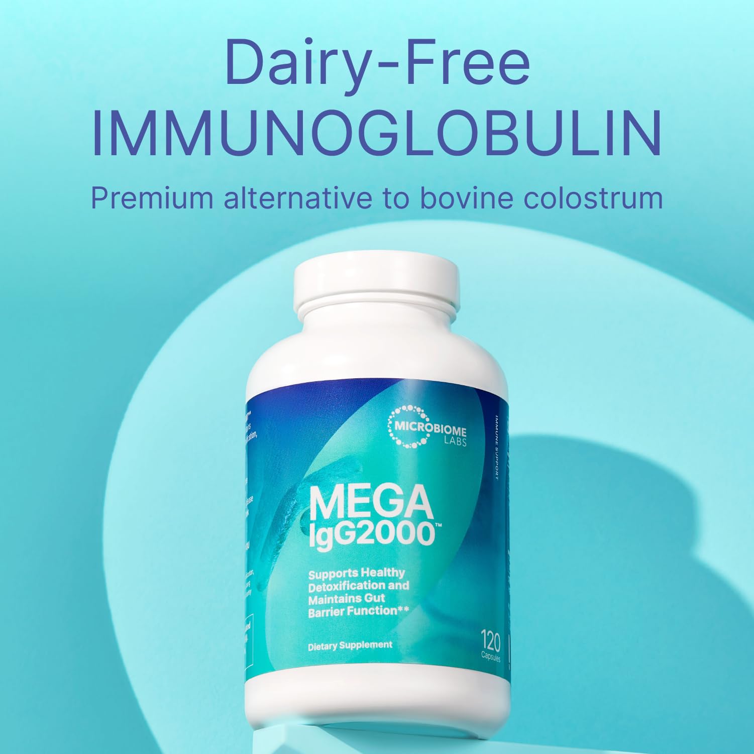 Microbiome Labs detalle de las cápsulas destacando textura y pureza