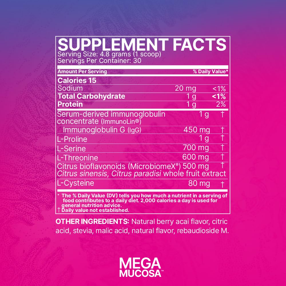 Microbiome Labs etiqueta nutricional de MegaMucosa detalle de ingredientes