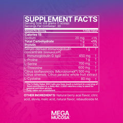 Microbiome Labs etiqueta nutricional de MegaMucosa detalle de ingredientes