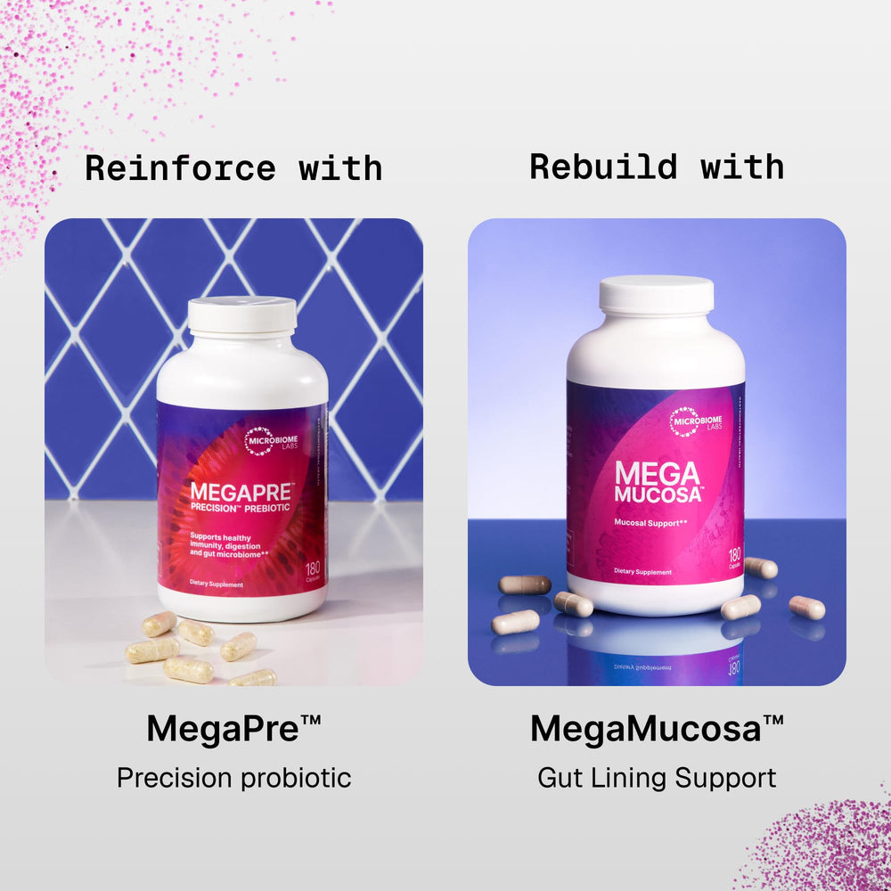 Microbiome Labs MegaSporeBiotic sello científico indicando control de calidad