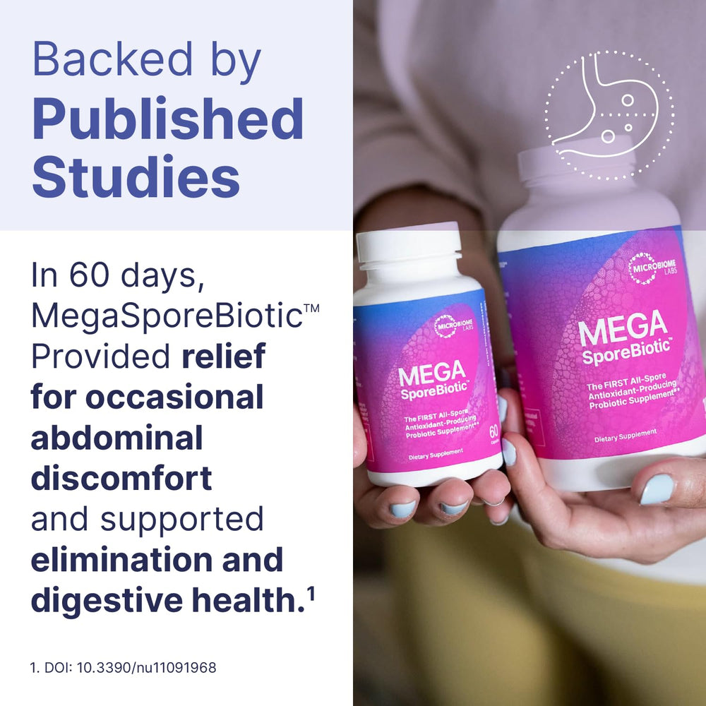 Microbiome Labs envase abierto con cápsulas accesibles para dosis diarias