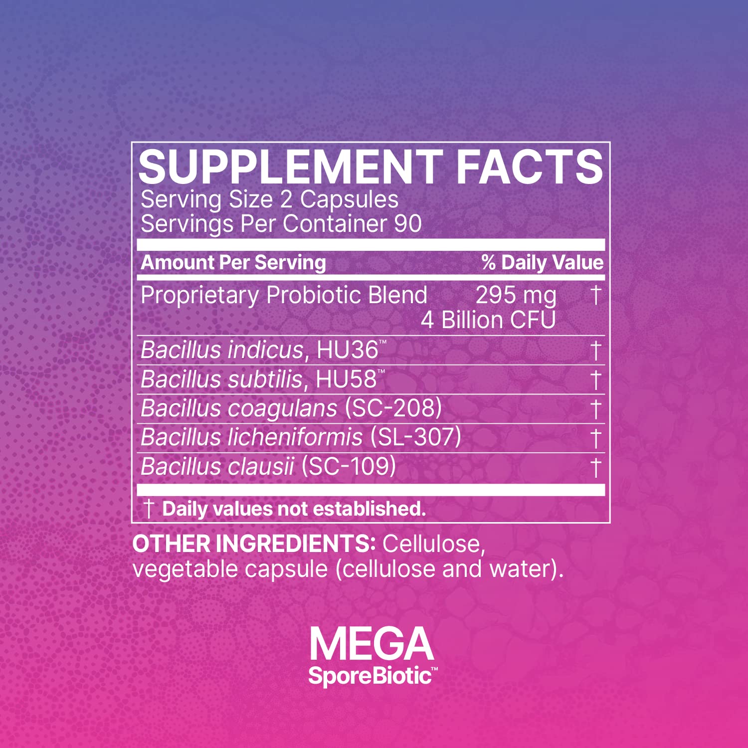 Microbiome Labs etiqueta nutricional legible que muestra cepas verificadas