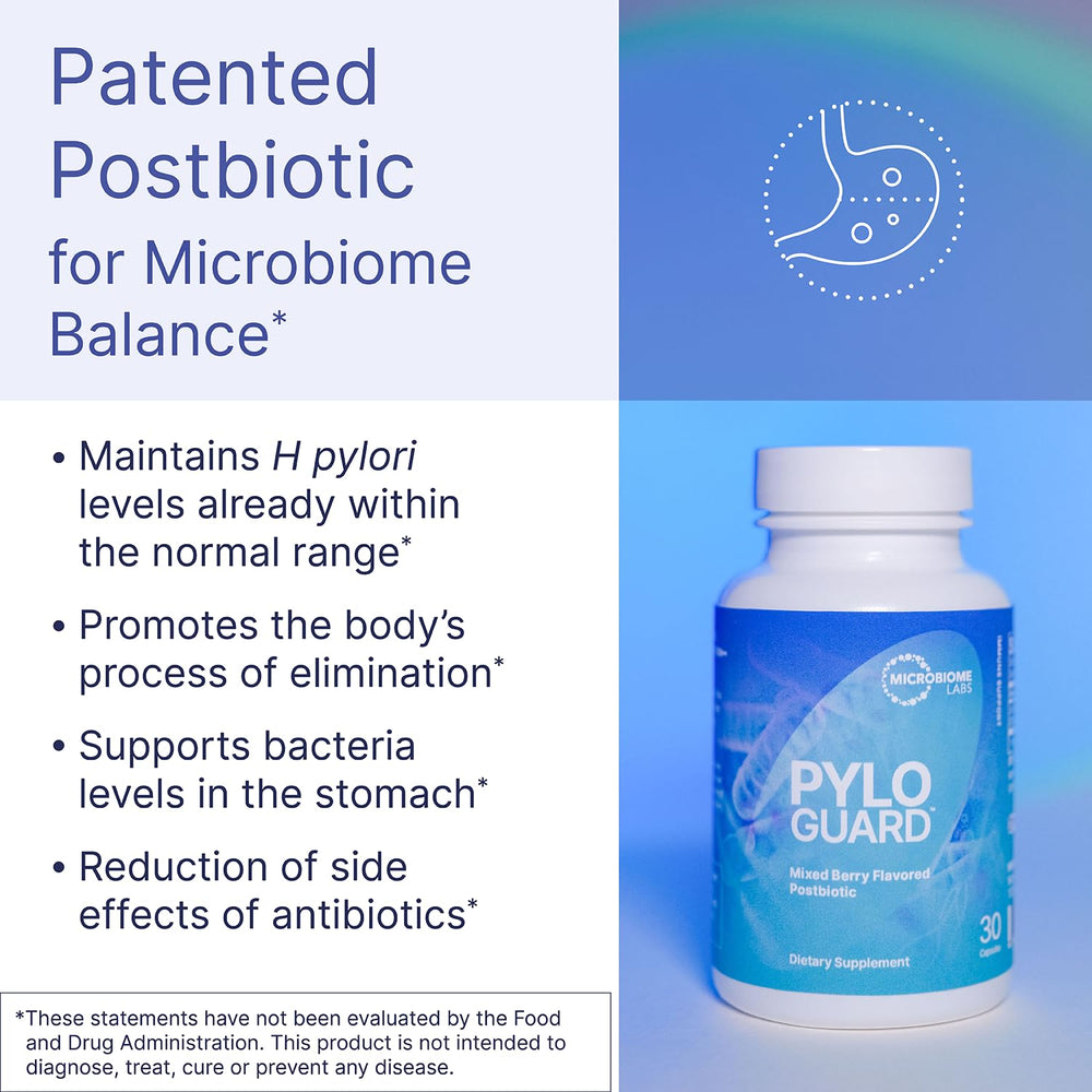 Microbiome Labs cápsula en mano, ayuda visual a la dosificación diaria