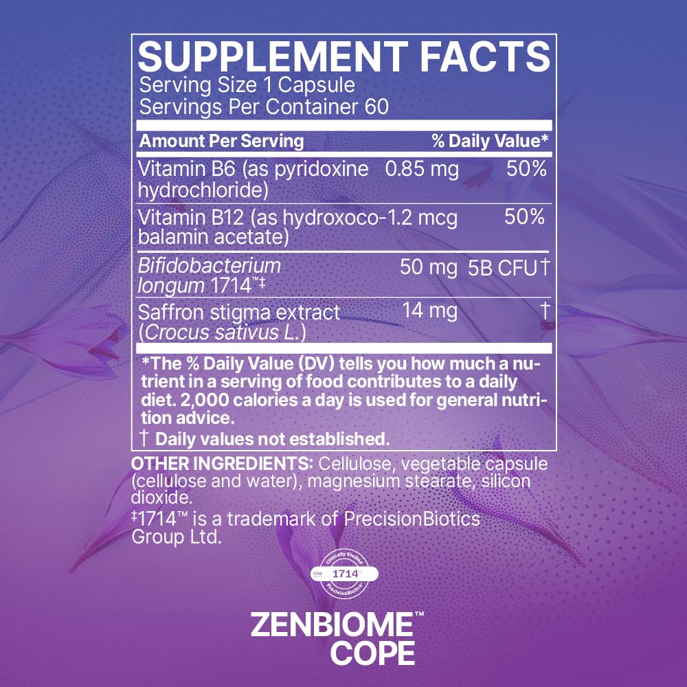 Microbiome Labs Zenbiome COPE comparación de tamaño de cápsula para referencia visual