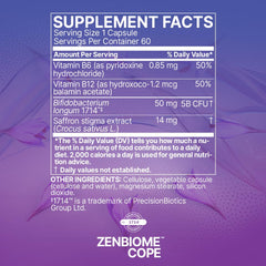 Microbiome Labs Zenbiome COPE comparación de tamaño de cápsula para referencia visual