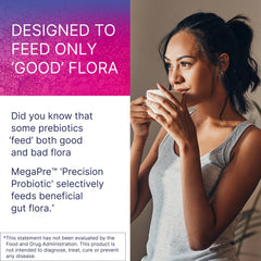Microbiome Labs MegaPre polvo y textura en cuchara para mezcla y dosificación práctica