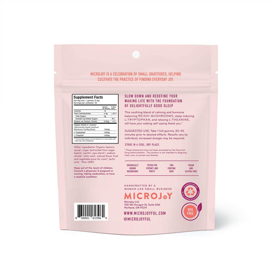Microjoy textura de gomita cercana evidencia color cereza y fácil masticación