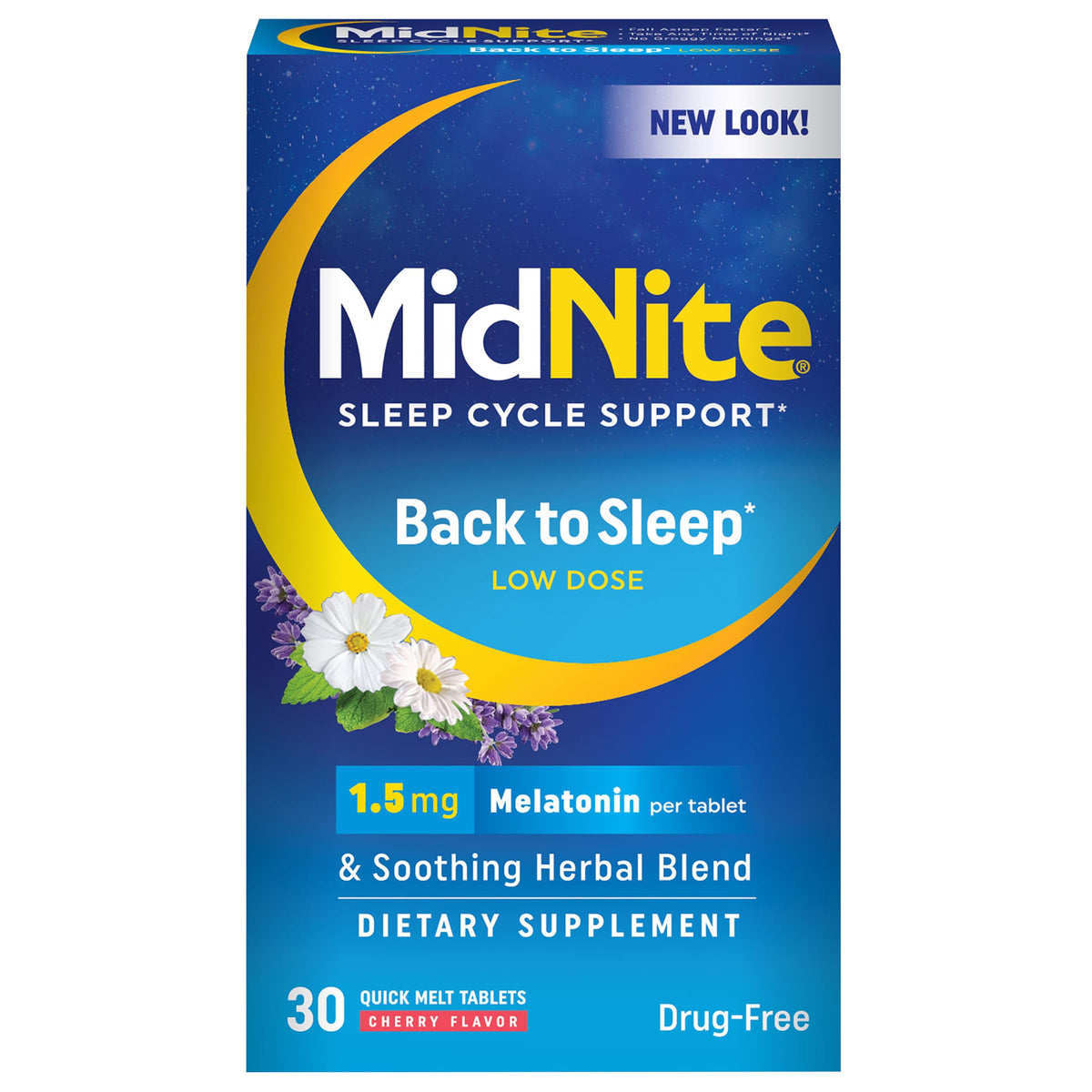 MidNite frente del empaque mostrando botella y etiquetado, beneficios claros