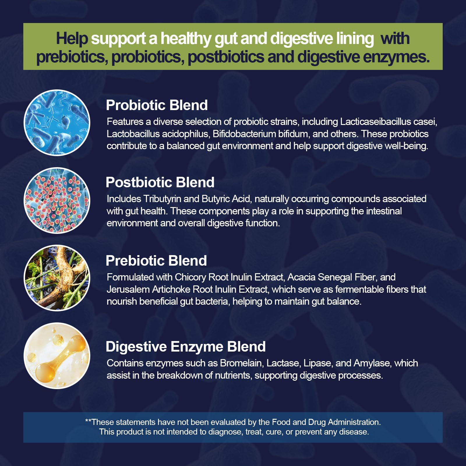 Migcopat 4-in-1 probiotic formula label on bottle.