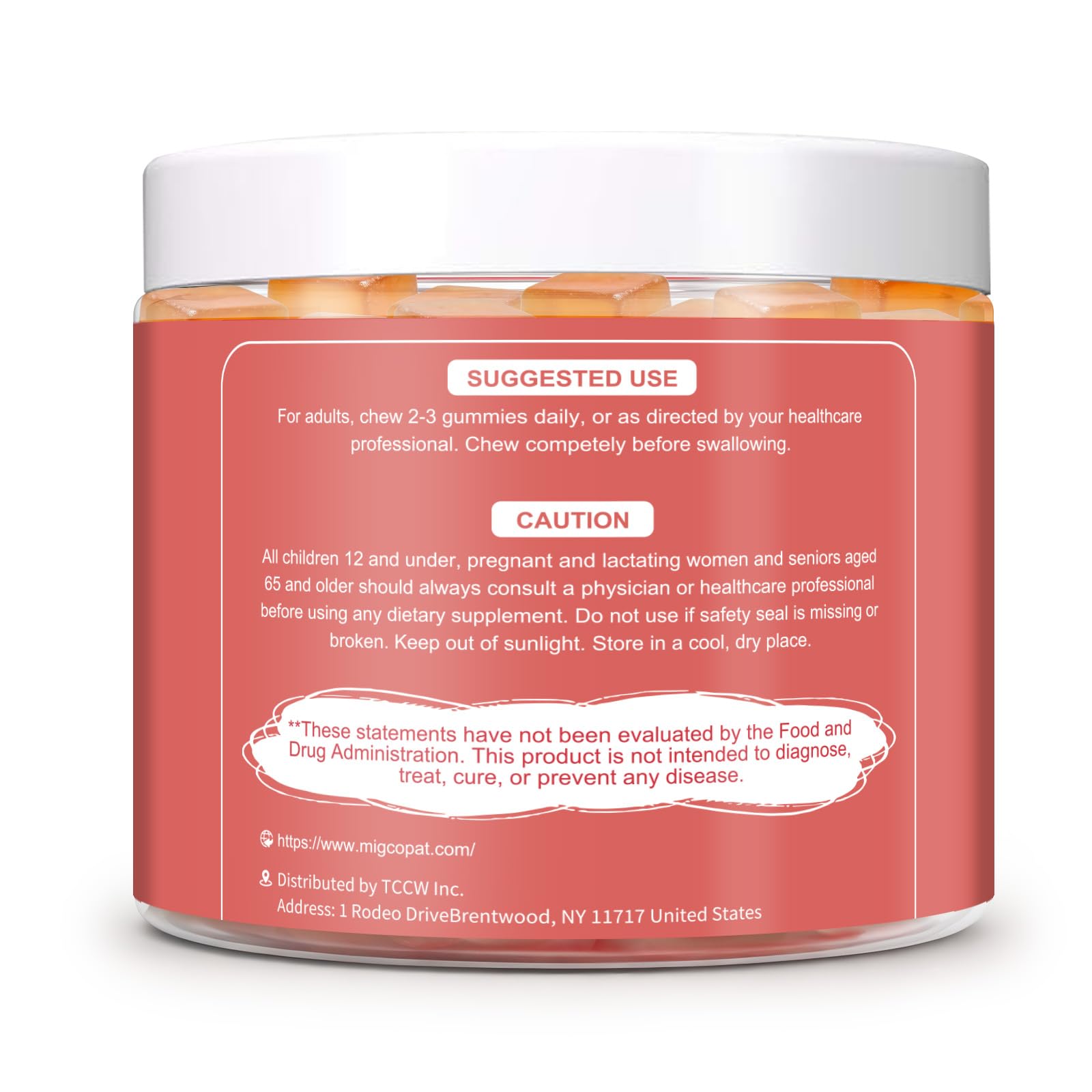 Migcopat empaque con tablas nutricionales resaltando vitaminas y minerales