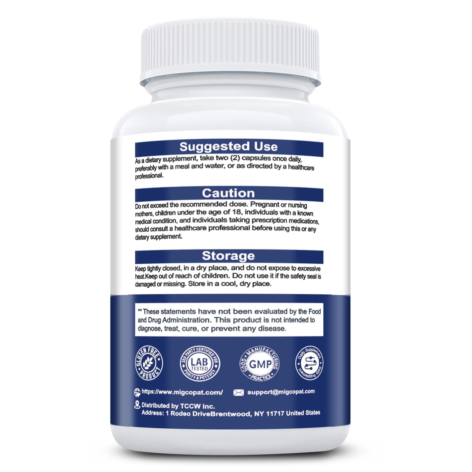 Desglose visual de nutrientes Migcopat mostrando vitaminas y minerales clave