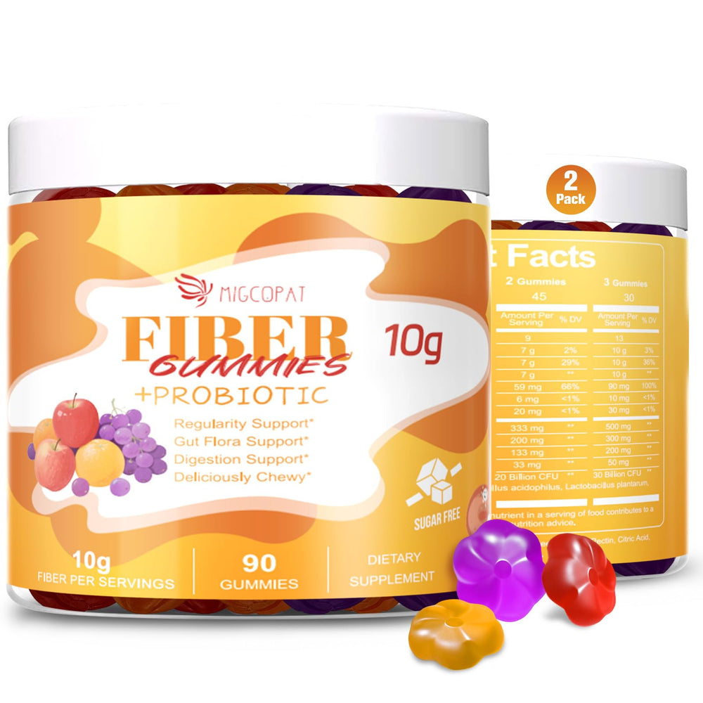 Migcopat frontal del envase mostrando 180 gominolas y beneficios