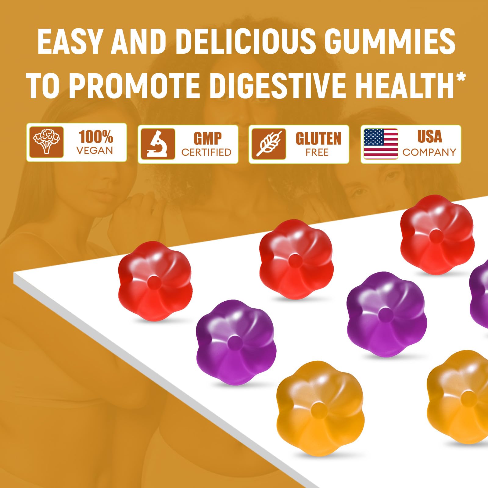 Migcopat gominolas sobre platillo mostrando colores de fruta