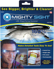 Mighty Sight vista frontal del producto mostrando marco y LEDs, claridad inmediata