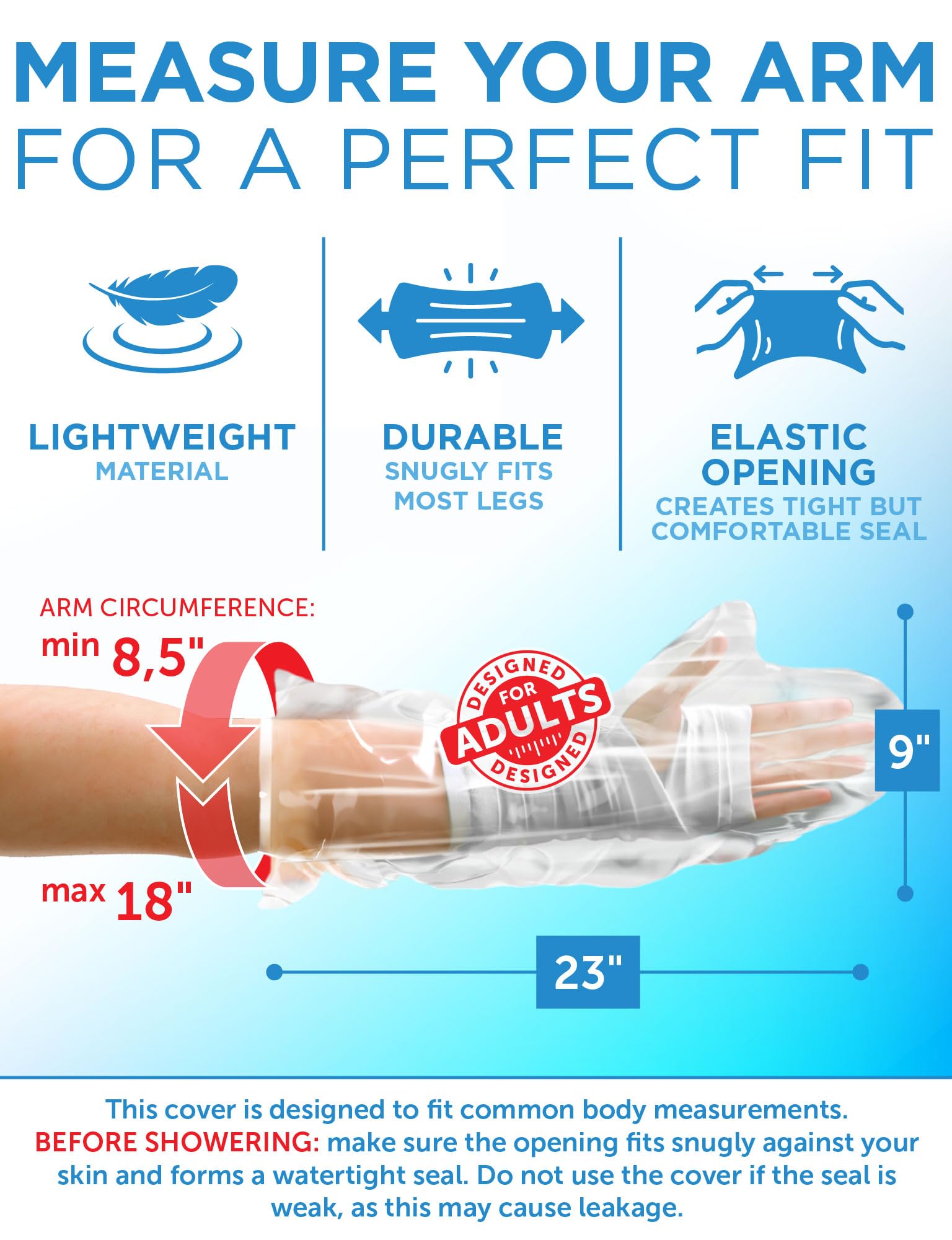 Mighty-X funda colocada sobre un brazo con yeso mostrando protección