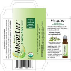 MigreLief aplicación en sienes indica relajación olfativa y control