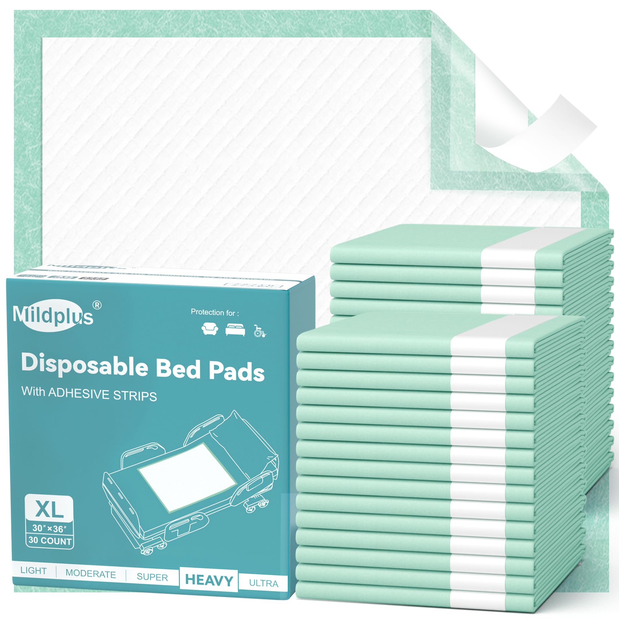 MILDPLUS vista frontal del paquete que muestra 30 protectores y beneficio de reposición
