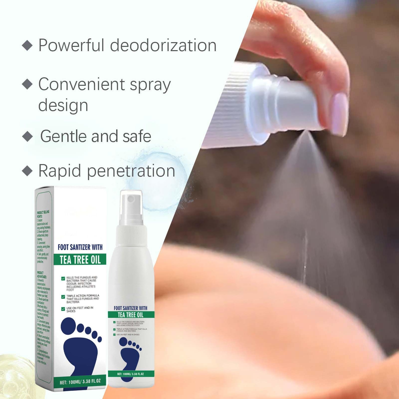 MILEDY spray aplicado en pies para sensación de confort inmediato