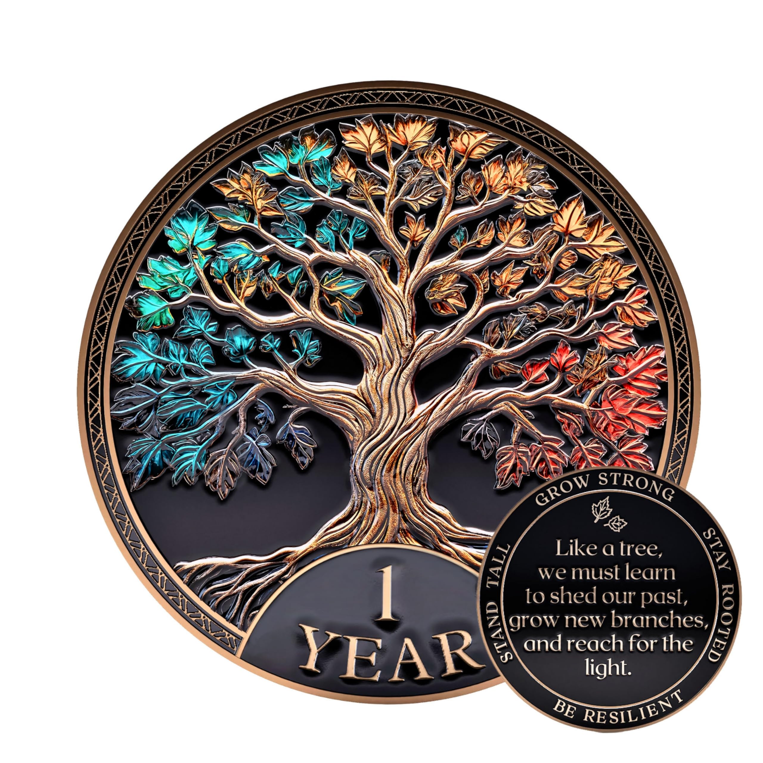 MilestoneMint moneda frontal con Árbol de la Vida y significado visible