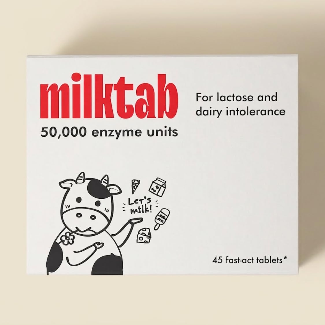 milktab frasco frontal mostrando 45 tabletas y portabilidad