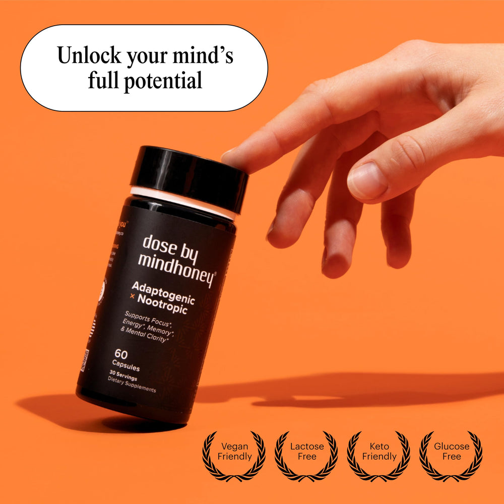 MINDHONEY tamaño del frasco en mano que muestra escala real