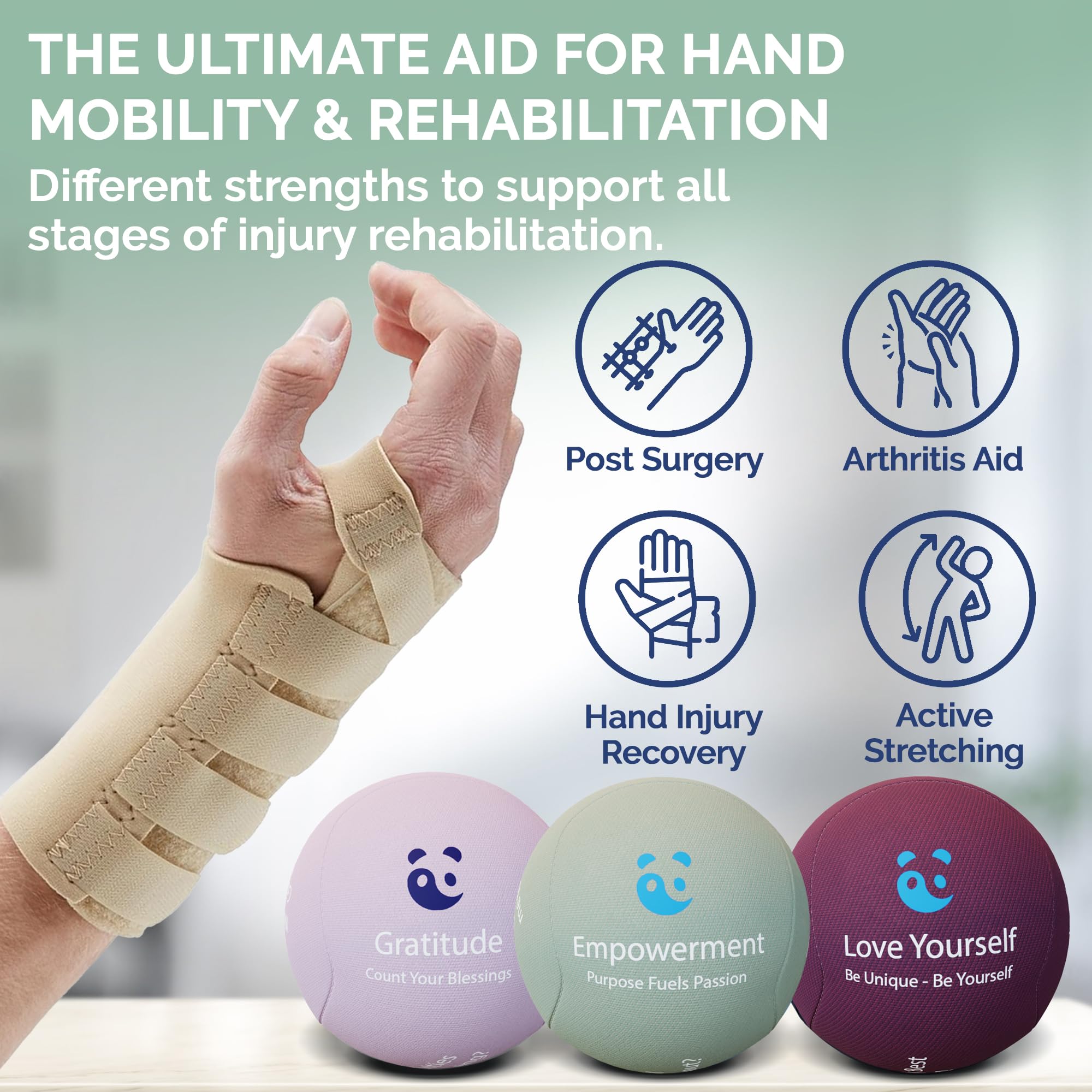 MindPanda pelota en mano mostrando tamaño ergonómico y comodidad