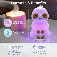 Mindsight Breathing Buddha tamaño comparado con mano para escala práctica