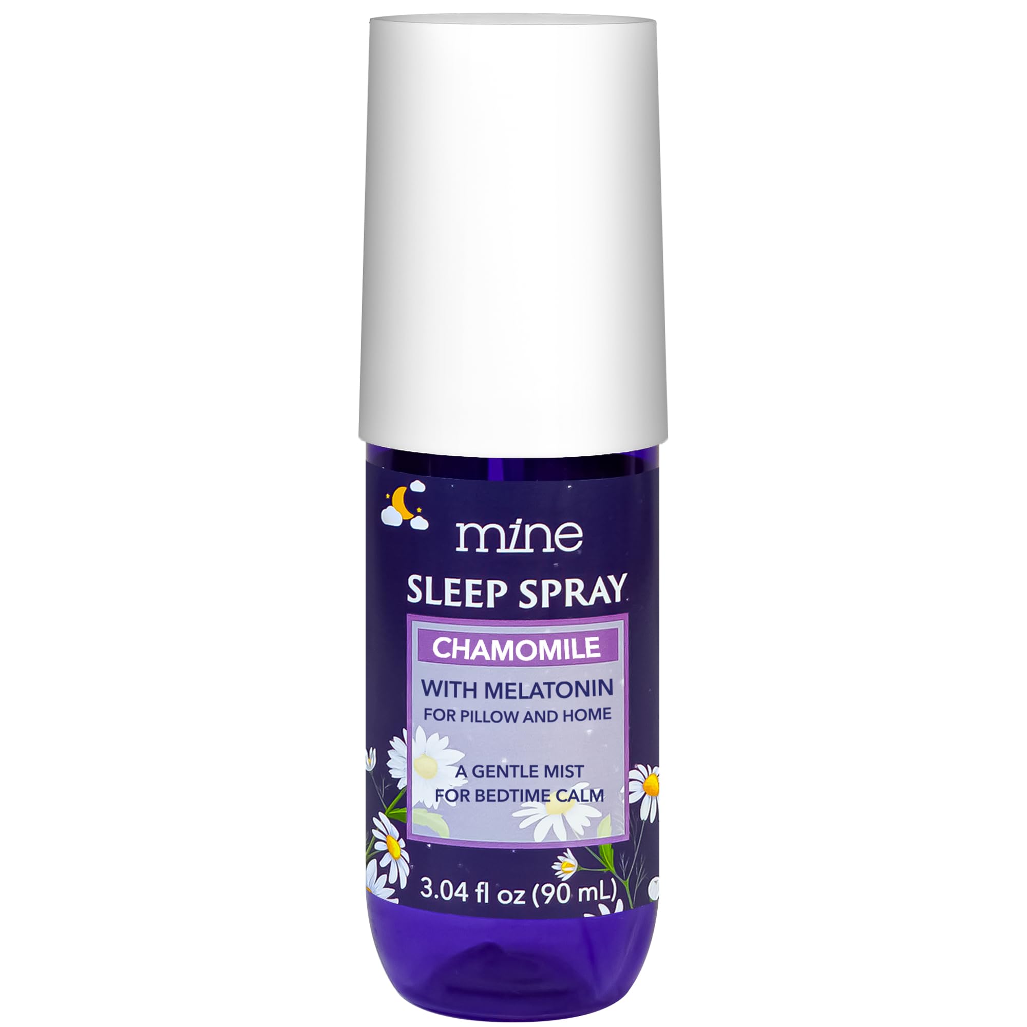 Mine spray de almohada frontal mostrando el diseño y beneficio relajante