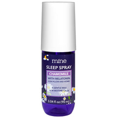 Mine spray de almohada frontal mostrando el diseño y beneficio relajante