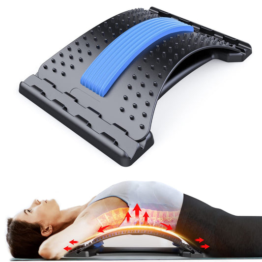 MINOLL vista frontal del estirador lumbar mostrando forma arqueada y soporte